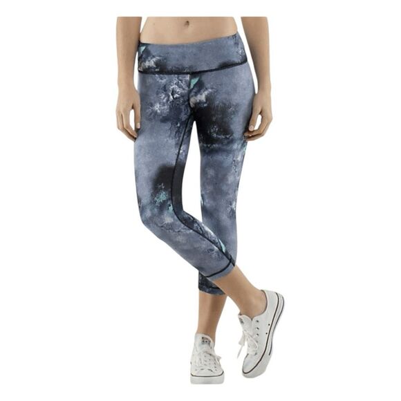 Lululemon Wunder Under Leggins Denim Milky Way Bali Breeze Cropped Pant Athletic - Picture 1 of 8